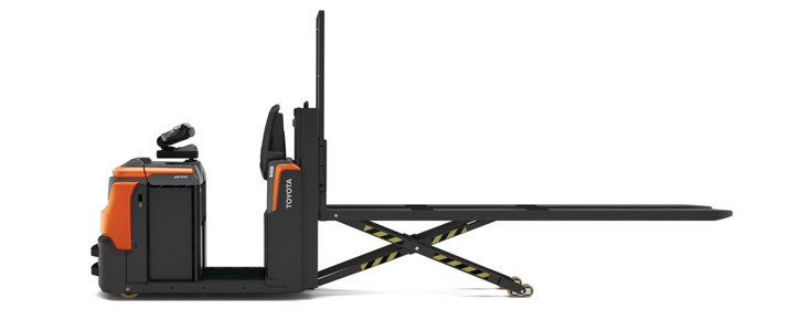 Μηχάνημα συλλογής παραγγελιών χαμηλού επιπέδου Toyota με ανυψωμένα ψαλιδωτά πιρούνια